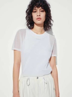 Flexible Waistband Adaptation Double Needle Hemming Two Piece Round Neck Top