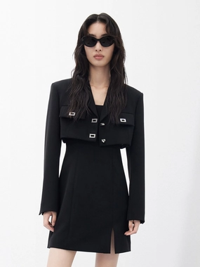 Two-Piece Slim Fit Blazer Dress Sunset Glow