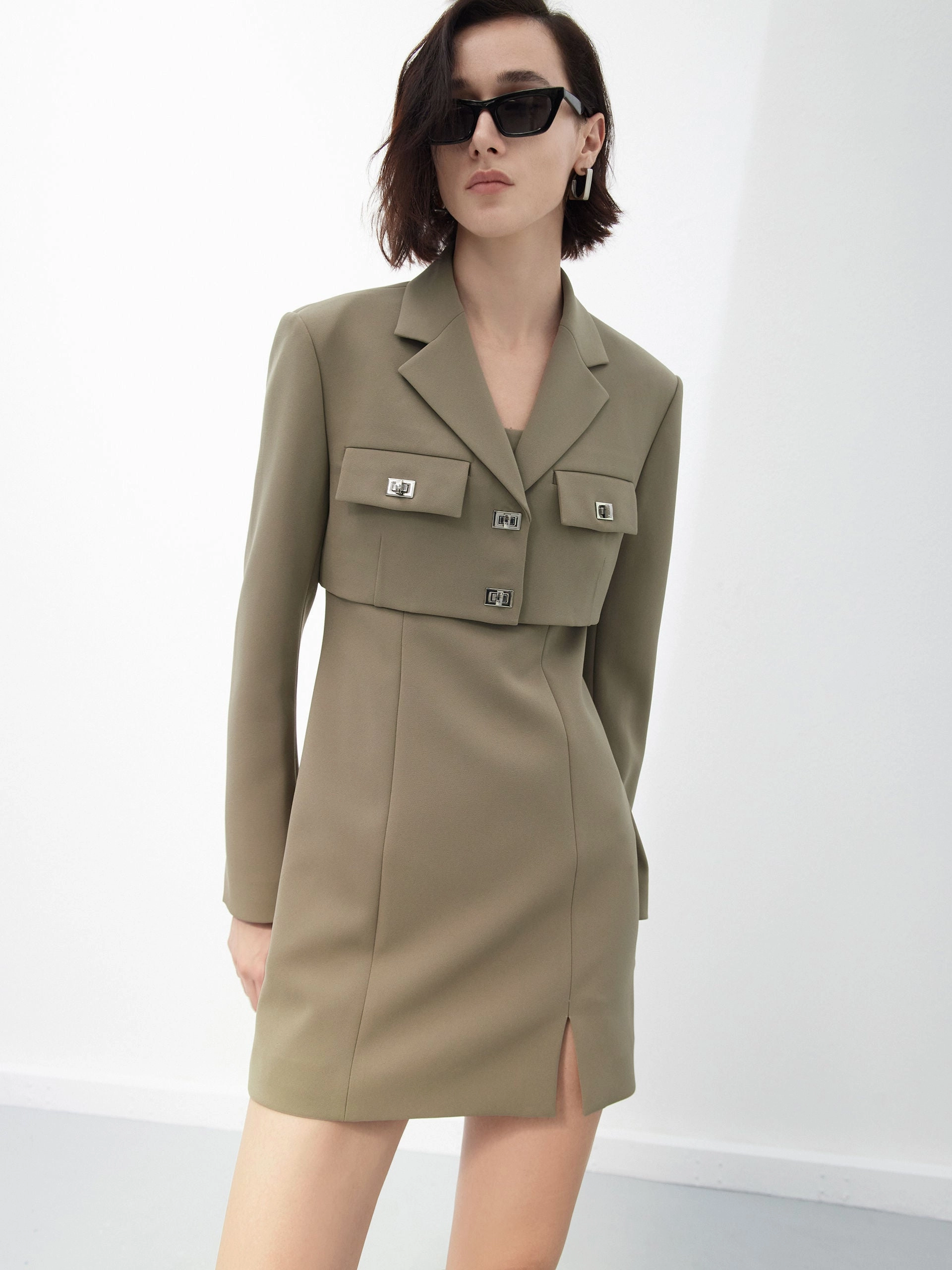 Two-Piece Slim Fit Blazer Dress Soft Curve