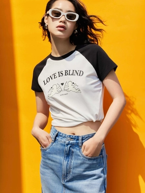 Sporty Look Wear Two Tone Cotton Blend T-Shirt