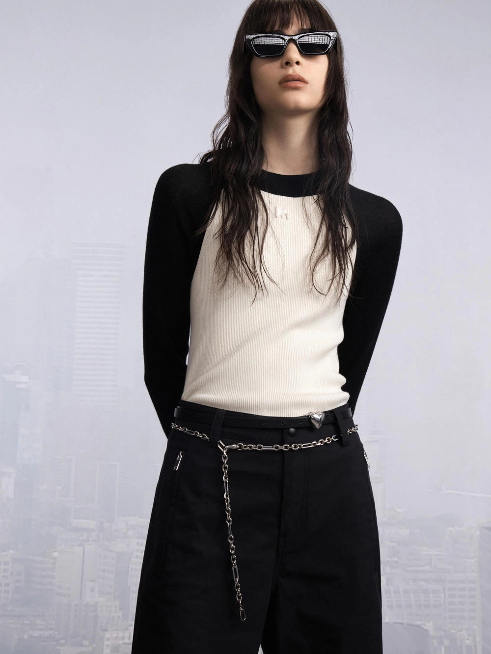 SeamFree Knitting Tencel Lyocell Fiber Two Tone Knitted Top