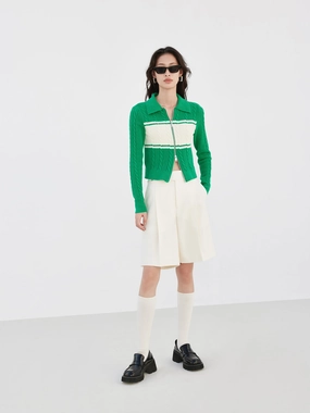 Two Way Zip Knit Cardigan Minimalist Aesthetic ButterySoftTextile