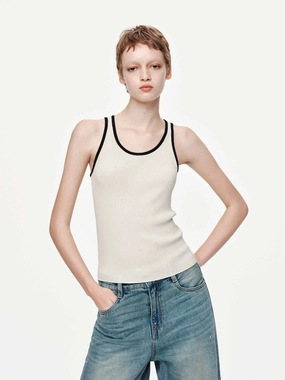 U-neck Contrast Tank NonFade Dye Flexible Cuffs