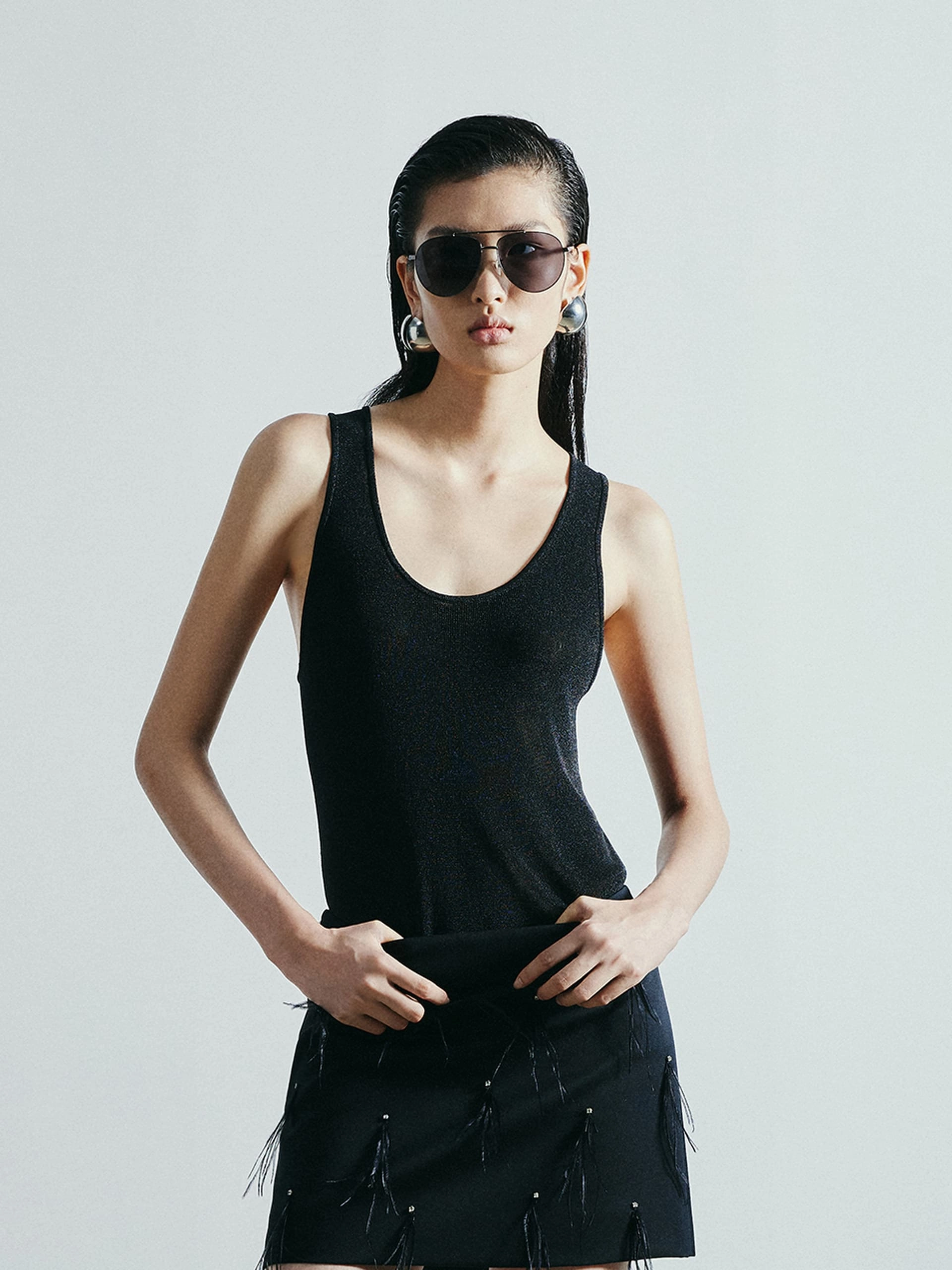 U-neck Knitted Tank NonIrritating Stitching