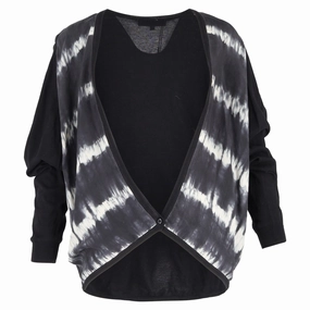 Elegant Comfort Sandro Paris Tie-Dye Cardigan in Black Cotton