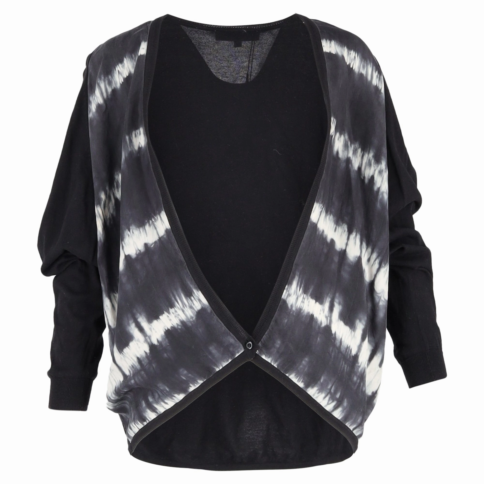 Elegant Comfort Sandro Paris Tie-Dye Cardigan in Black Cotton