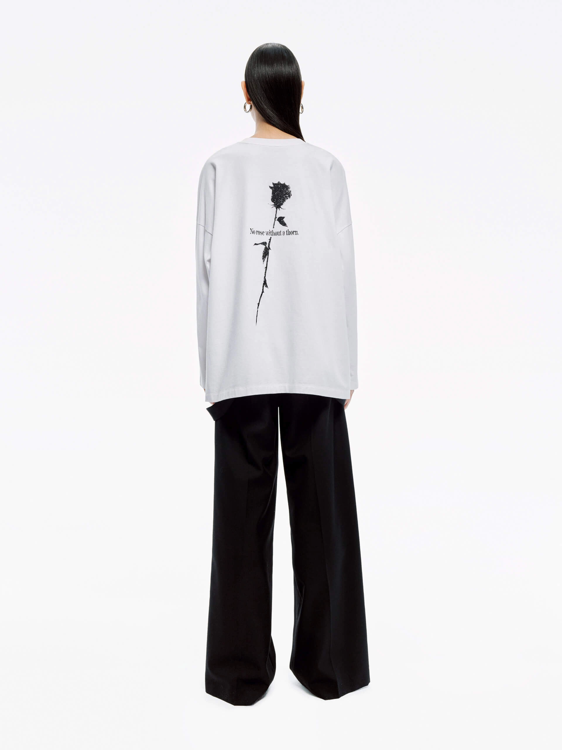 Casual Style Wear Drop Shoulder Rose T-shirt