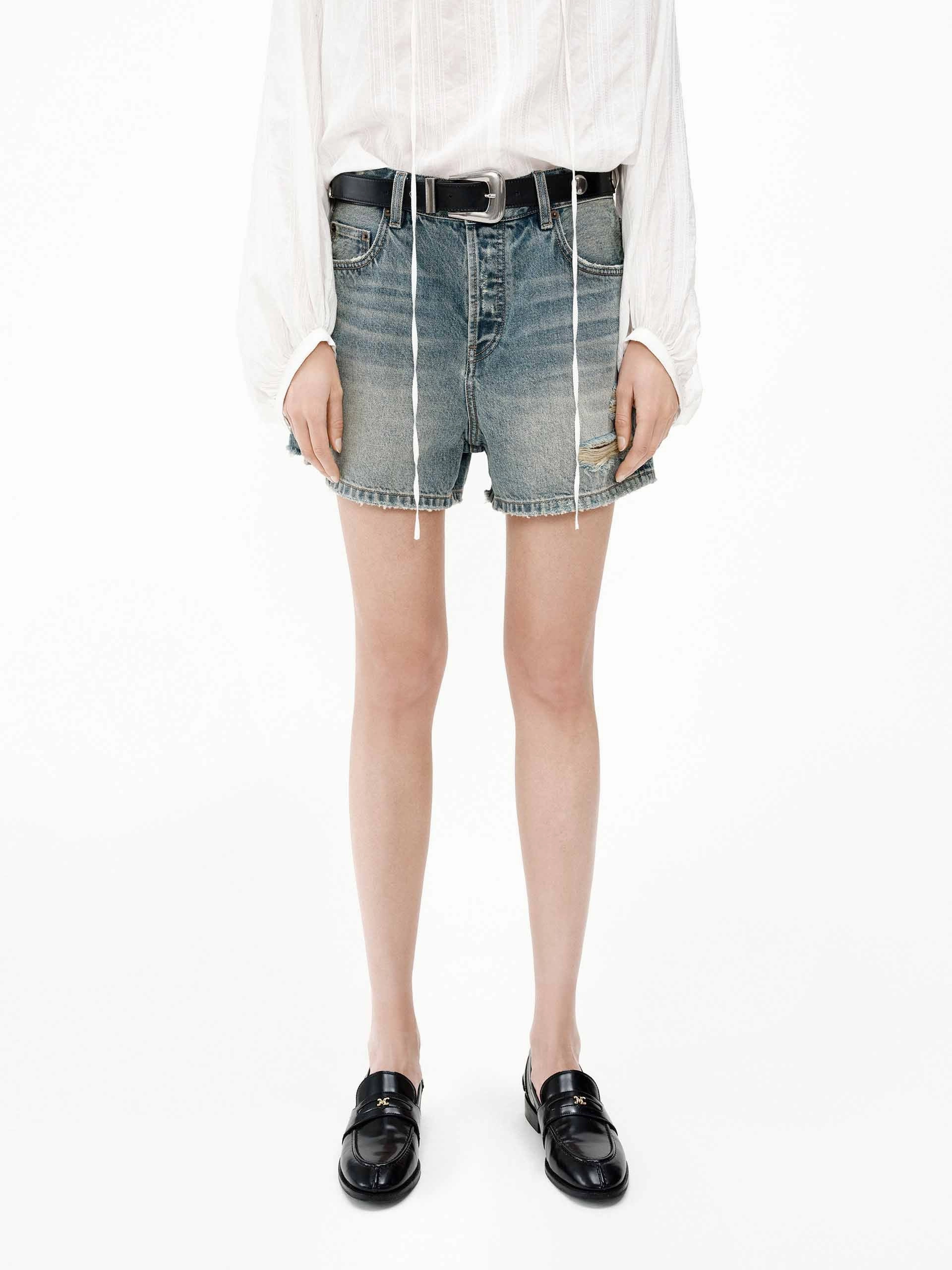 Distressed Cotton Shorts Comfortable fit