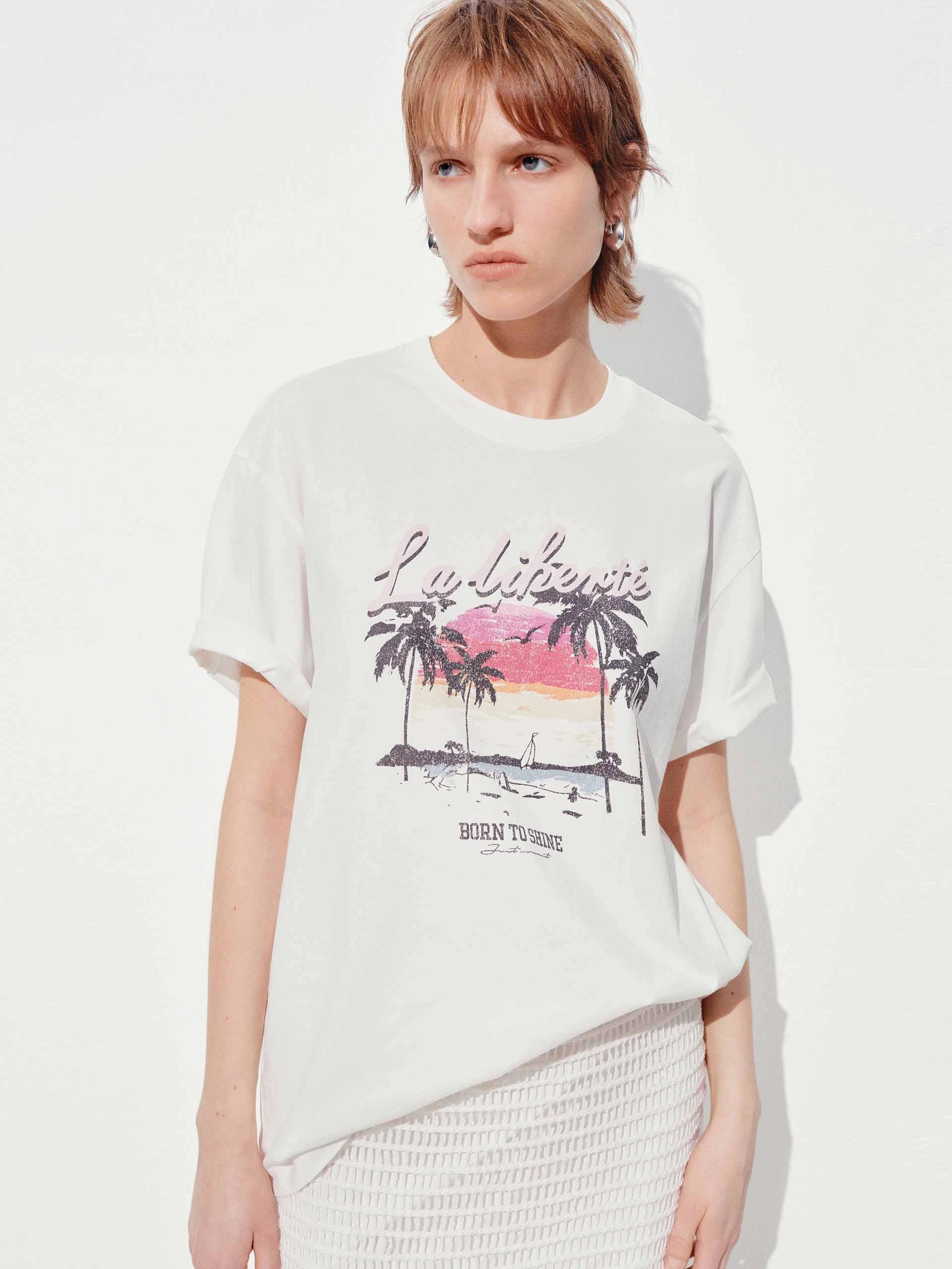 Beach Pattern Cotton T-shirt Fit for Everyone
