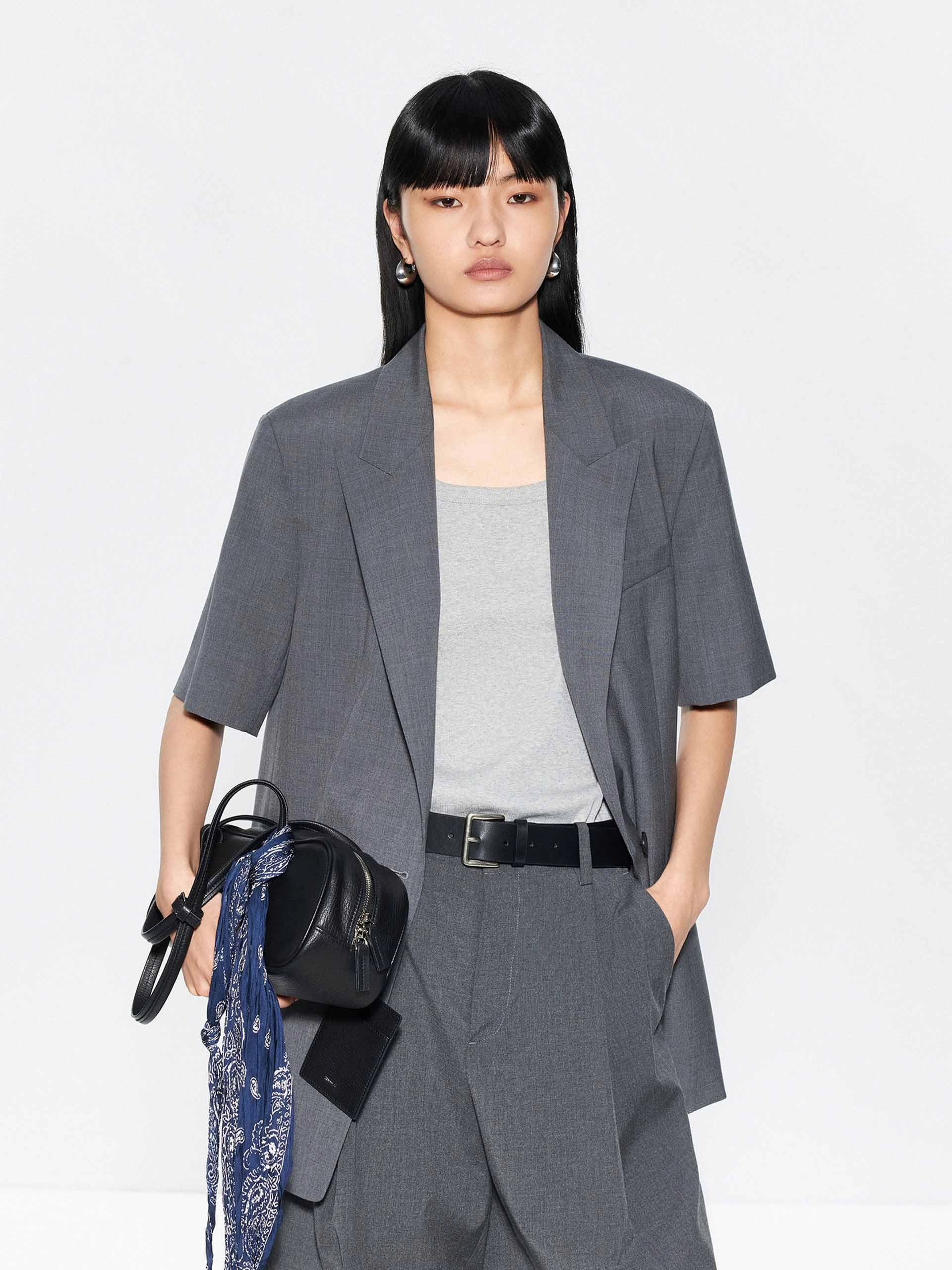 Back Slit Short Sleeves Blazer Chic Cardigan