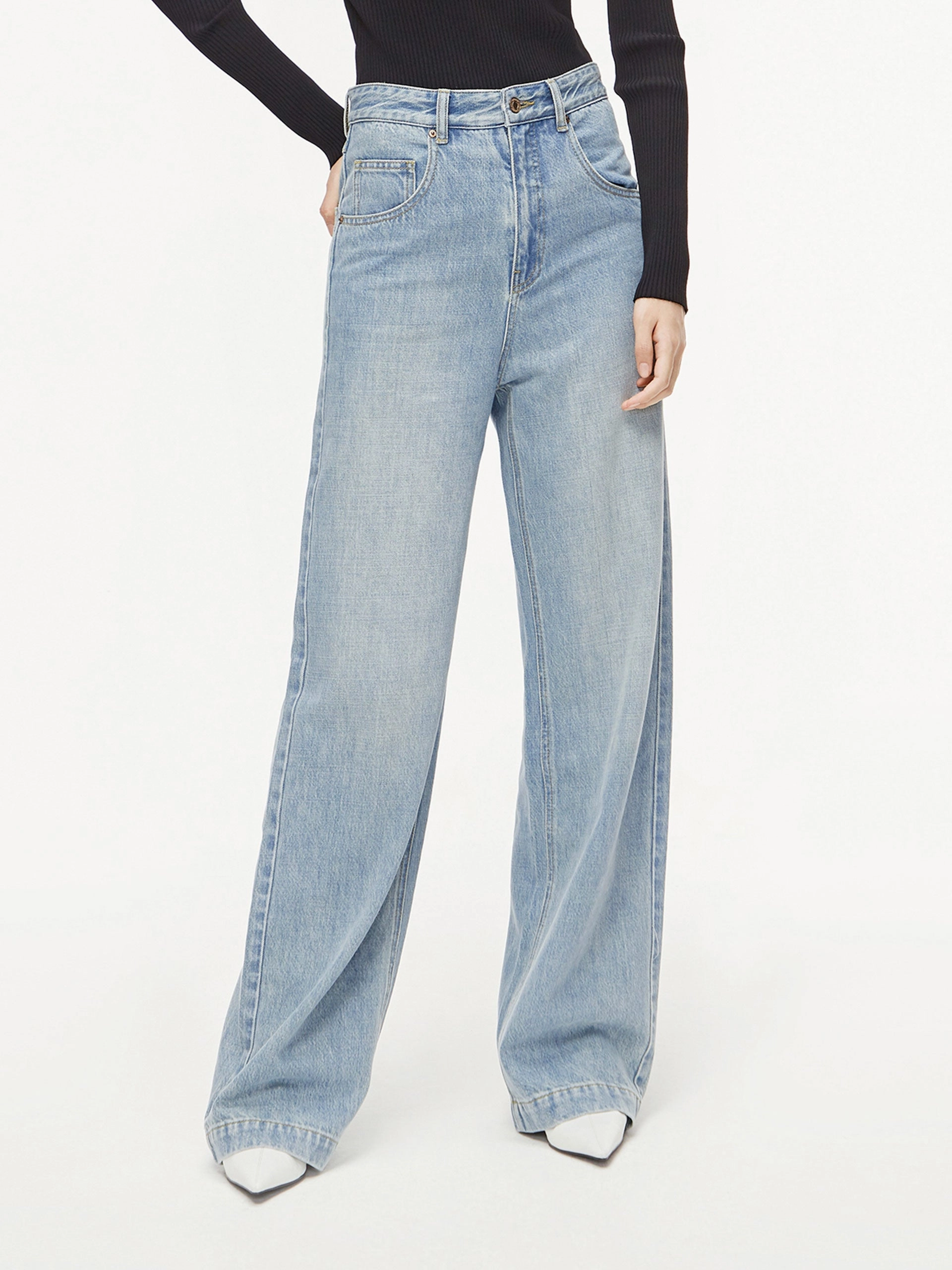 Flowy Long Wide Leg Jeans Casual Comfort