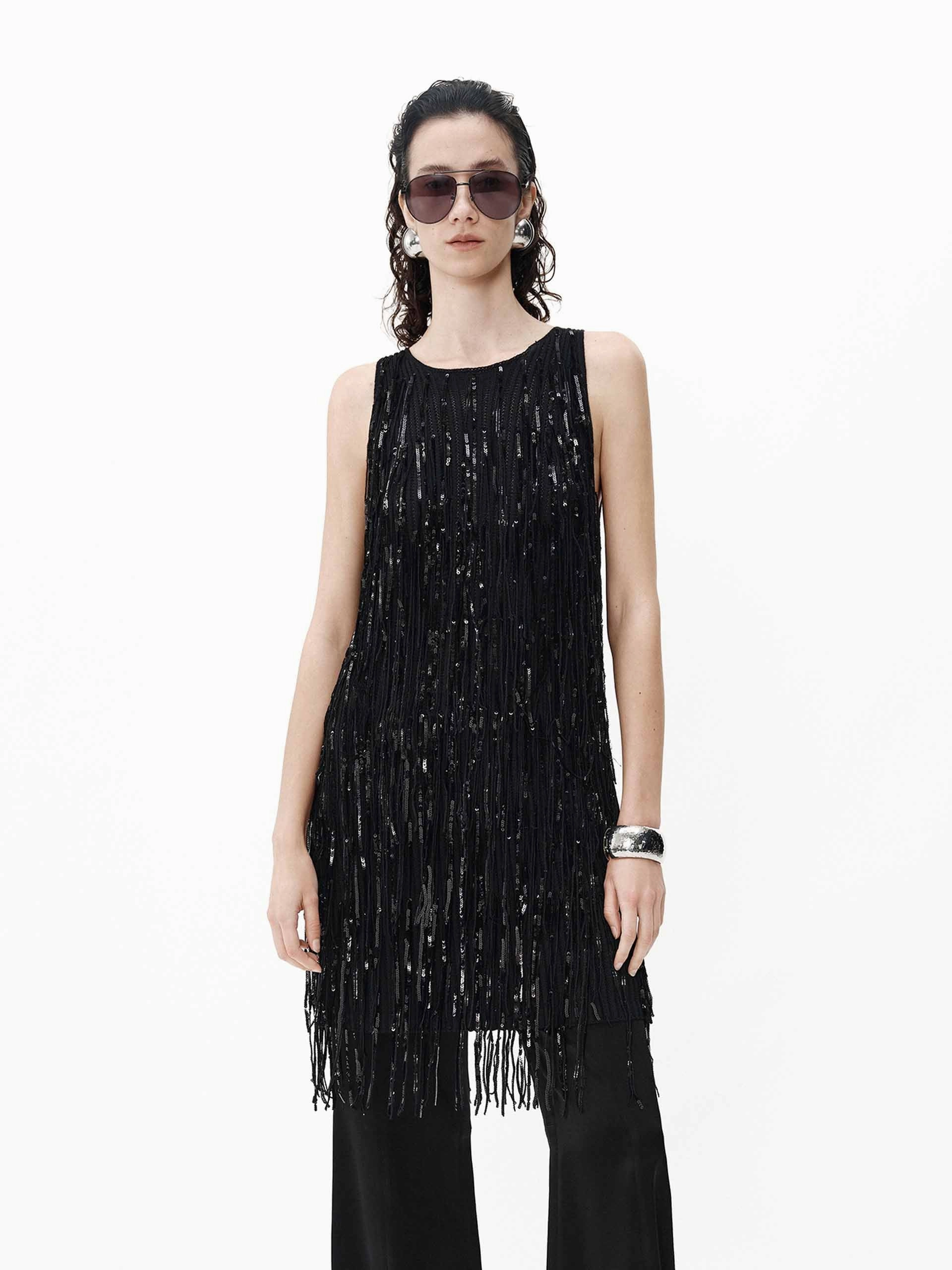 Lounge Vibe Fringed Detail Tank Dress