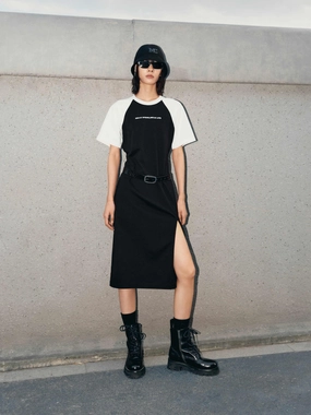 Contrast Side Slit Dress Evening Look Easy Look