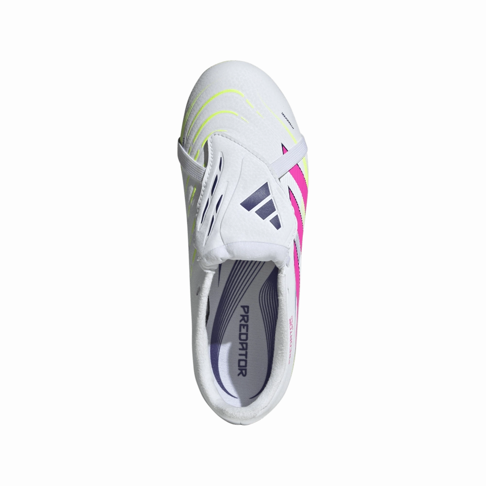 Comfort Fit Socks Classic Cut Adidas Predator League Fold-Over Tongue FG Jnr Football Boots (White/Lucid Pink/Lucid Lemon)