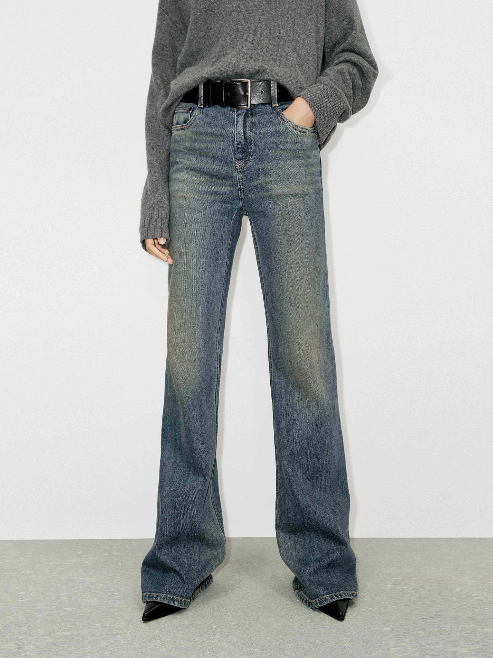 Style Upgrade No Fade Look Slightly Flared Cotton Jeans