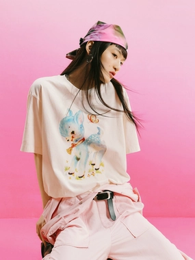 HOT SALE Cartoon Print Cotton T-shirt MultiPly Fabric