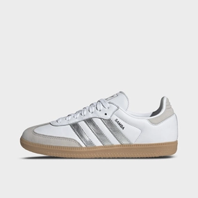 adidas Women's Samba OG White / Silver Metallic - Grey Stable Heel Counter Comfortable Forefoot