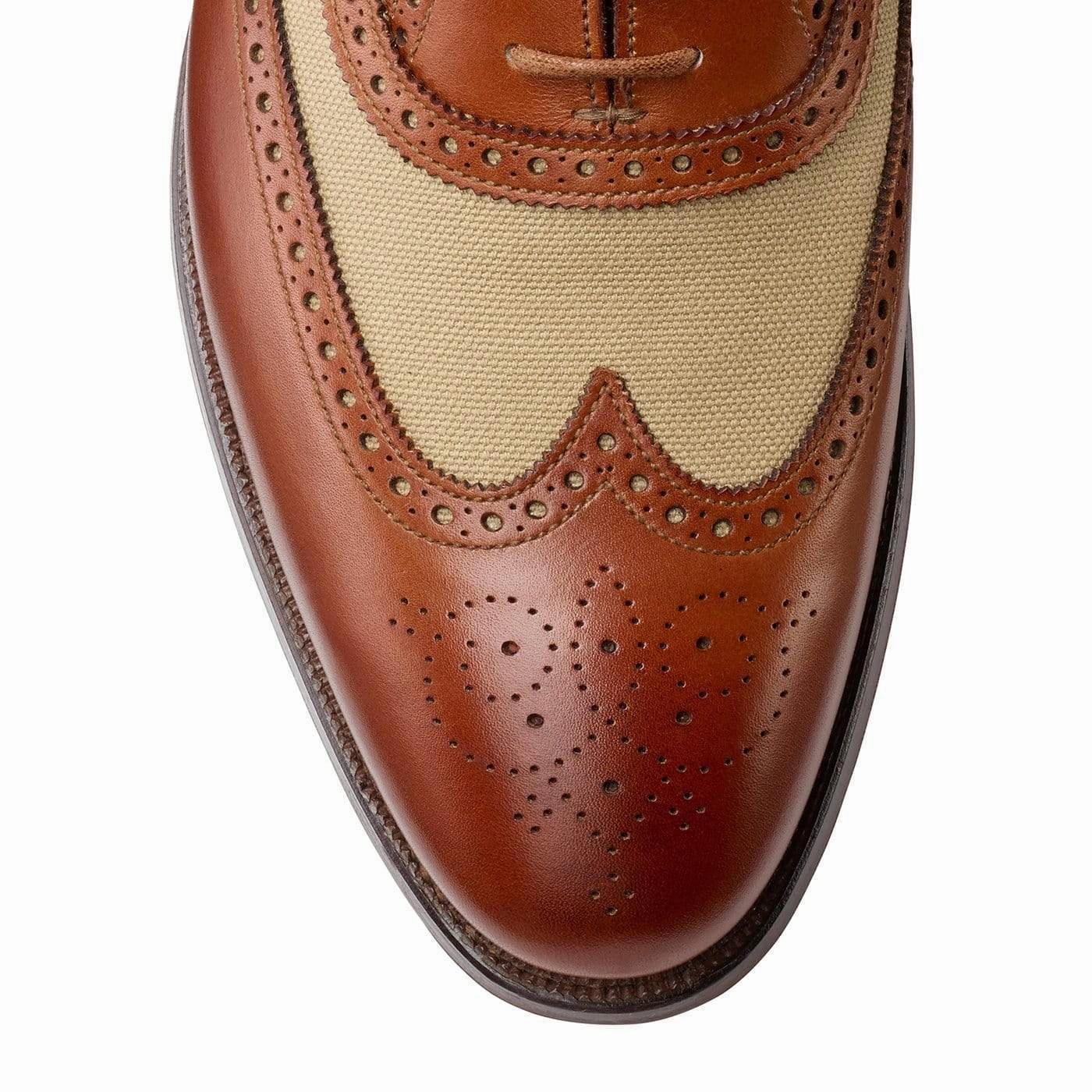 Gerrard 4 Mahogany Calf & Stone Canvas Glossy Layer Professional Setting Versatile Design