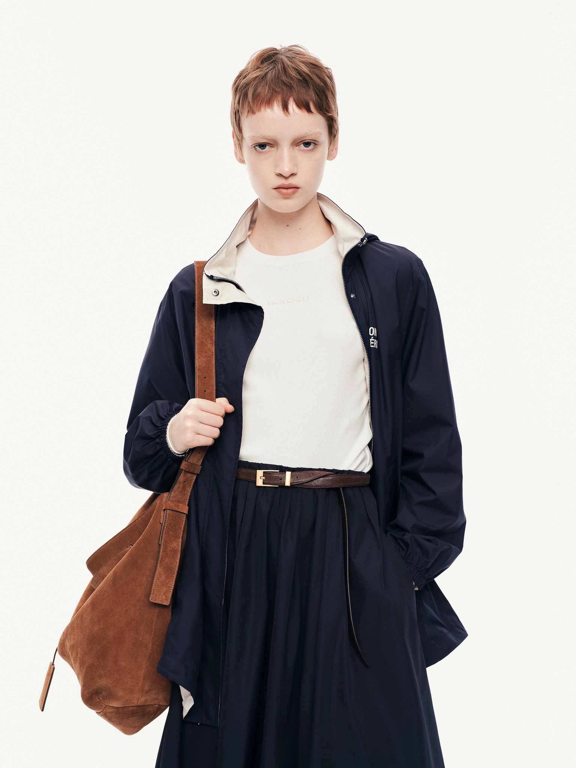 Hooded Zipper Coat Eco Friendly ConvertibleCollar