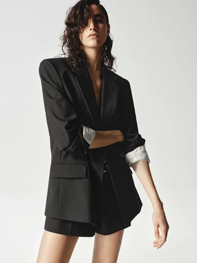 AirflowVents Utility Inspired Look Wool Blend Long Blazer