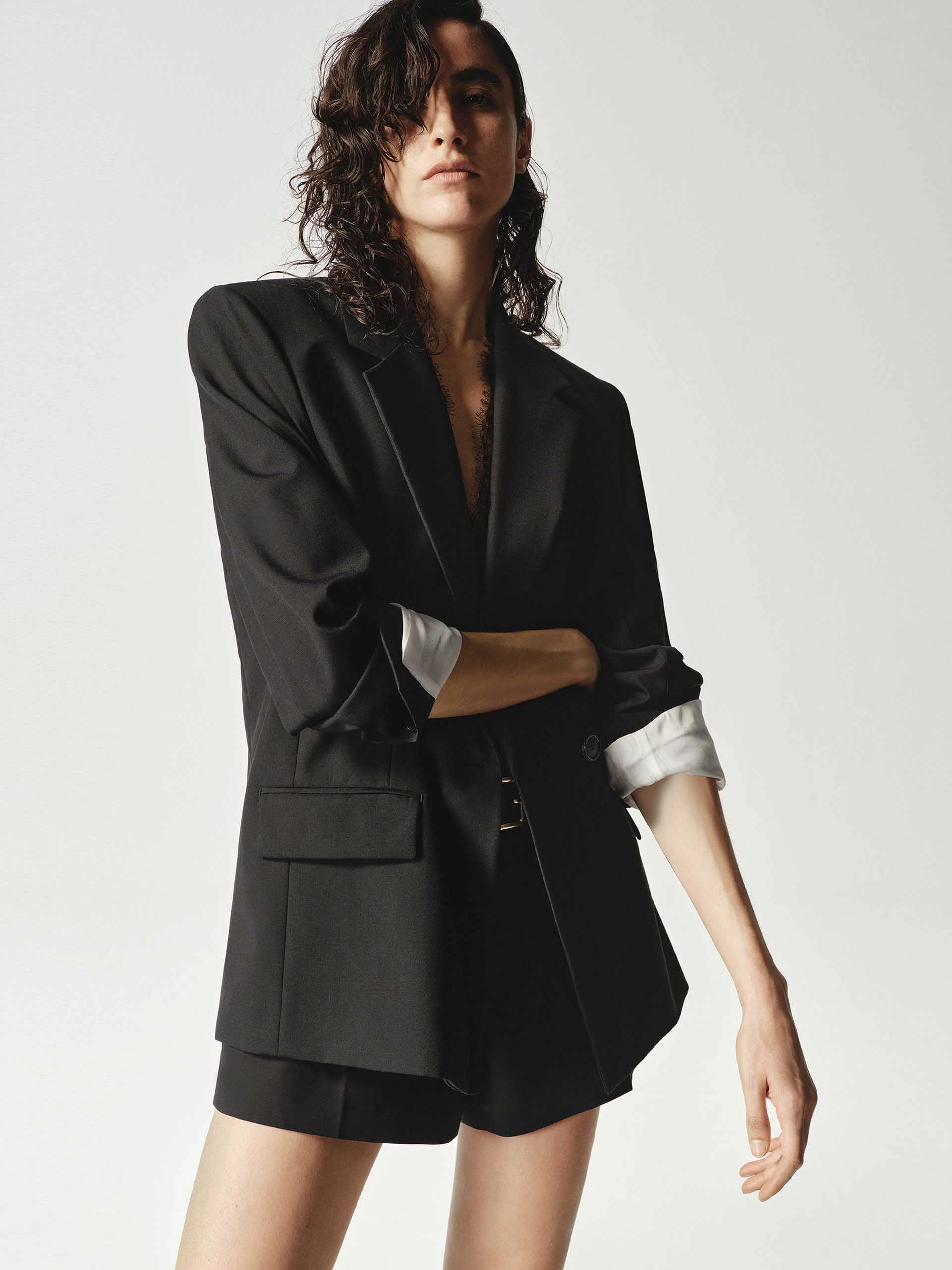 Wool Blend Long Blazer Everyday Comfort