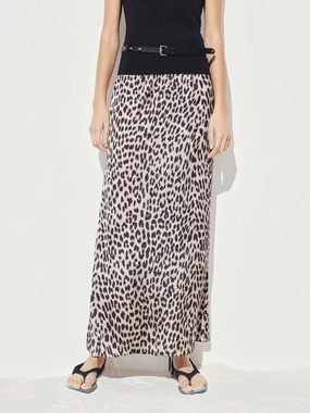 Leopard Print Straight Maxi Skirt Body Ready