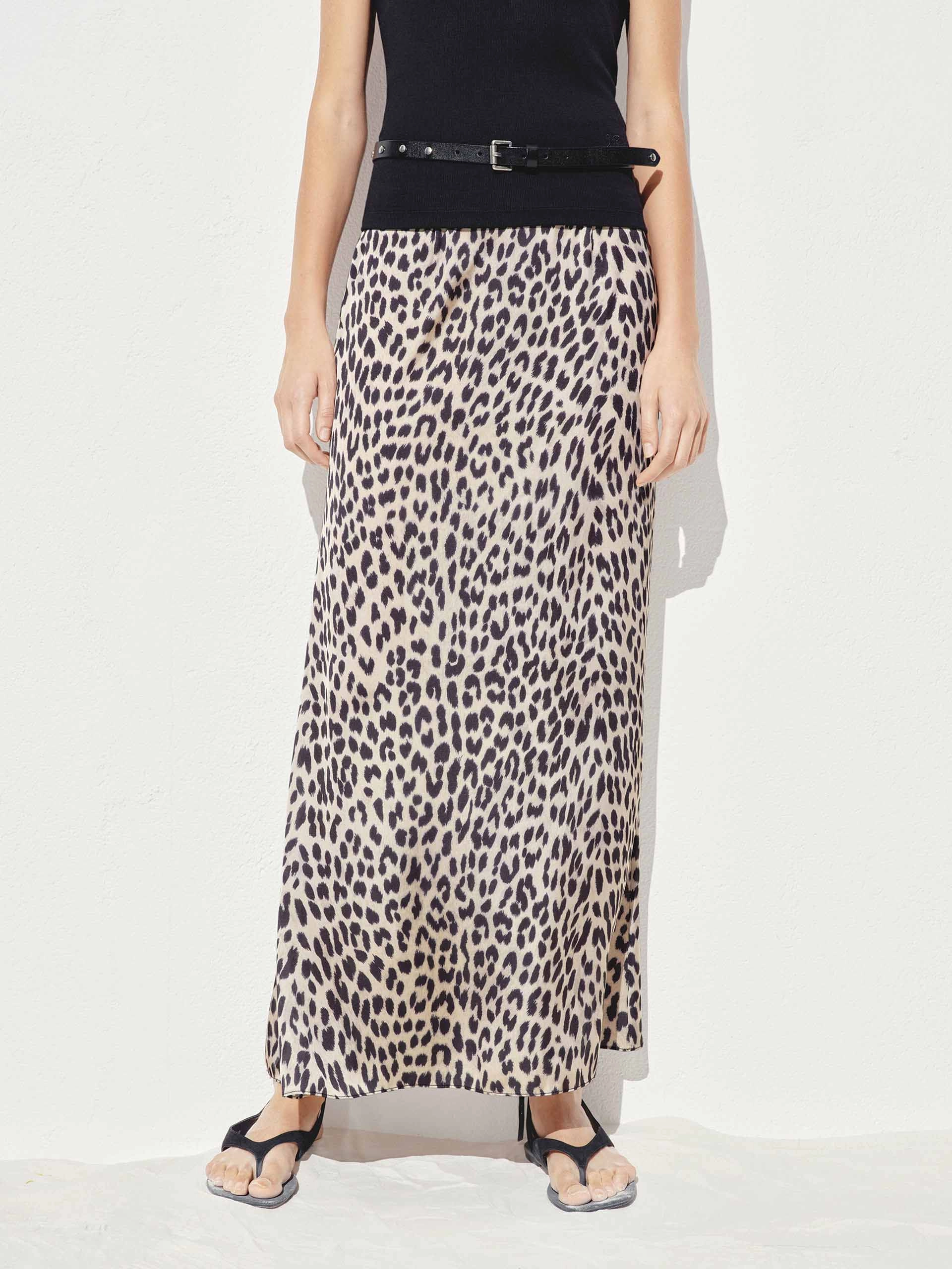 Leopard Print Straight Maxi Skirt slim fit hypoallergenic material