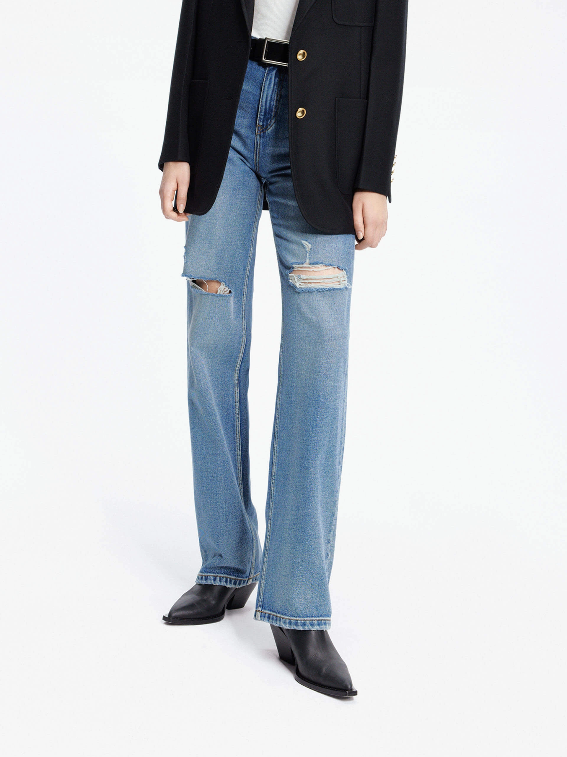 Straight Destroyed Detail Jeans Vibrant Fashion Lover Classic Appeal