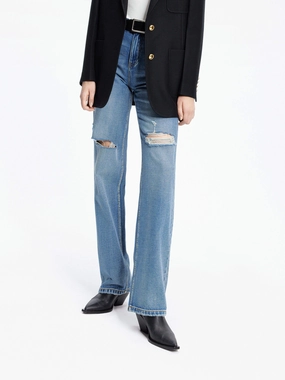 Straight Destroyed Detail Jeans Vibrant Fashion Lover Classic Appeal