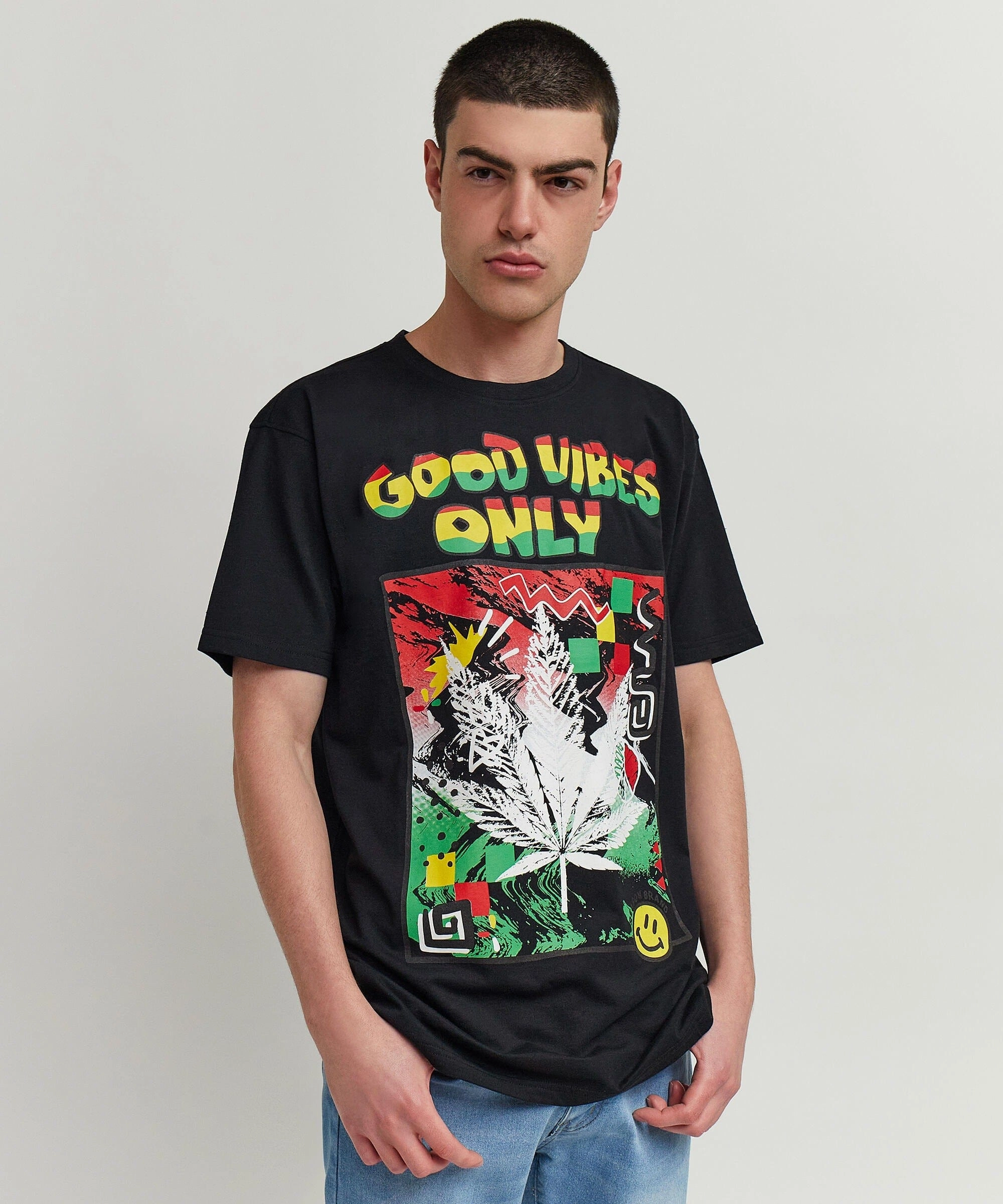 Good Vibes Only Short Sleeve Tee - Black FrictionFreeNeckline