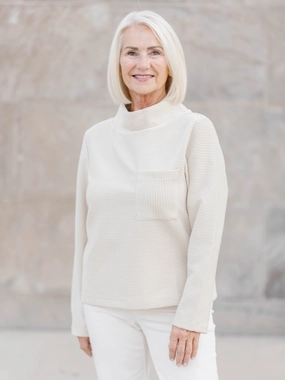 Breathable mesh panel Funnel Neck Top
