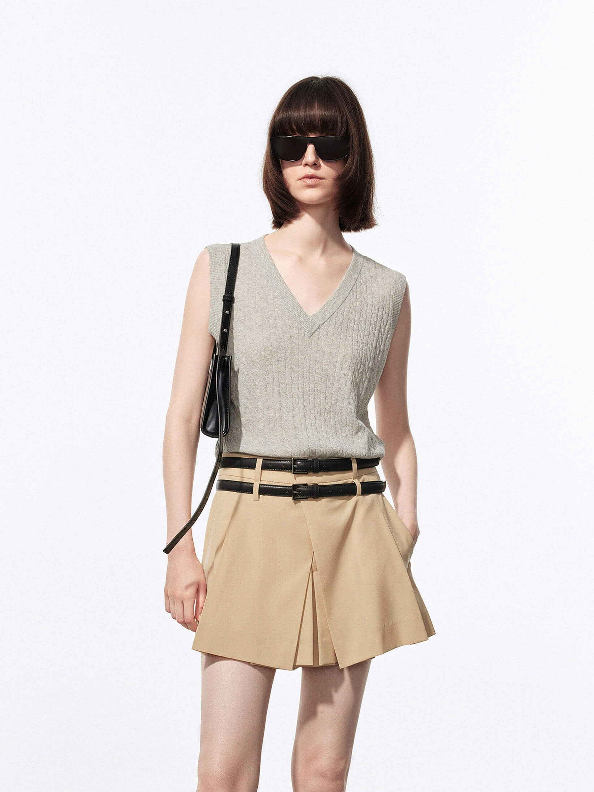 AllDayComfort PreShrunk Fabric V-neck Cable Knit Vest