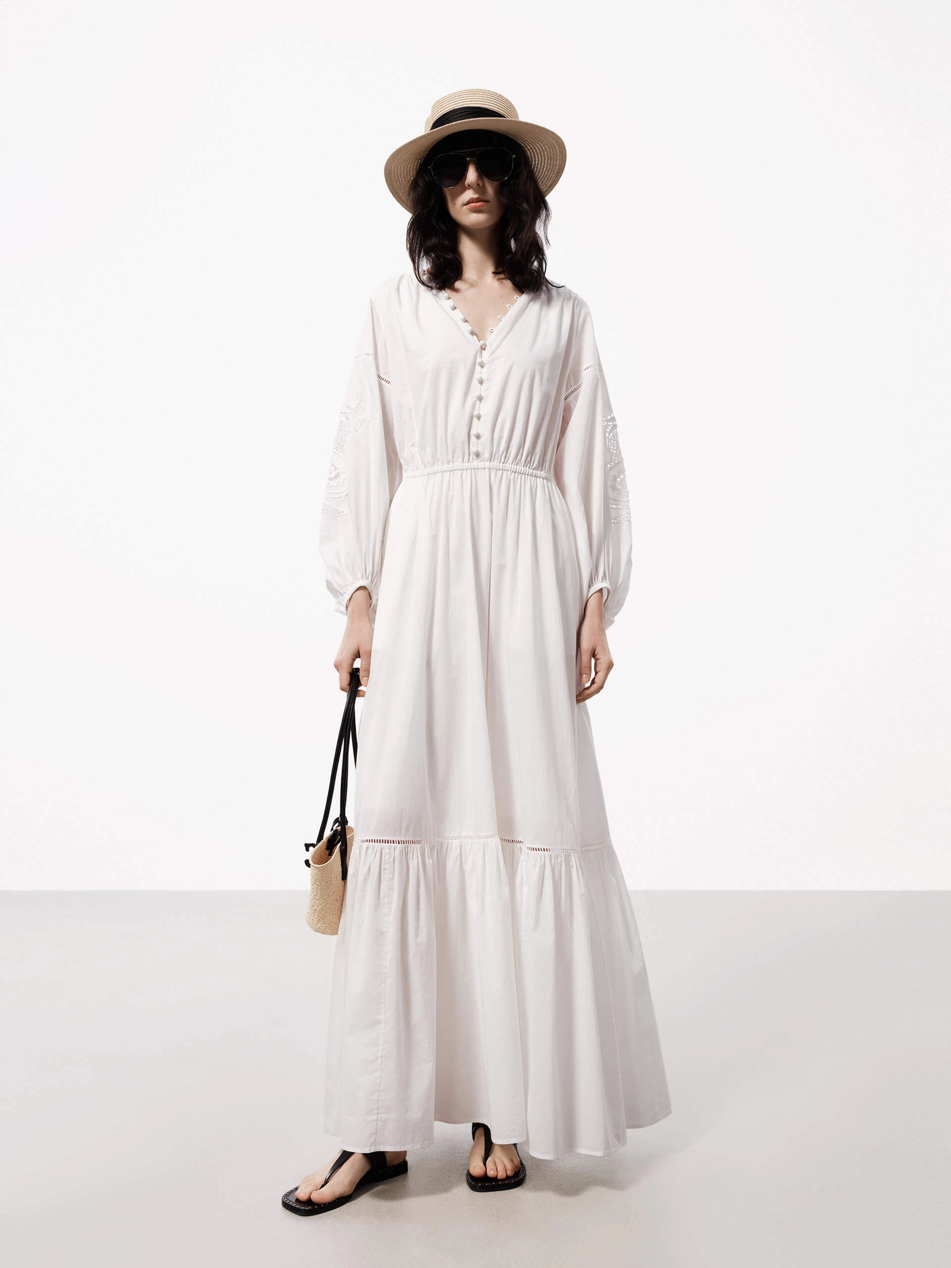 V-neck Cotton Maxi Dress Dreamy Touch