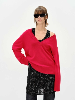 Elegant Look V-neck Loose Knit Sweater