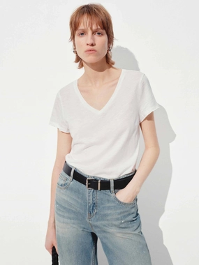 V-neck Short Sleeves T-shirt Breathable Look Pastel color