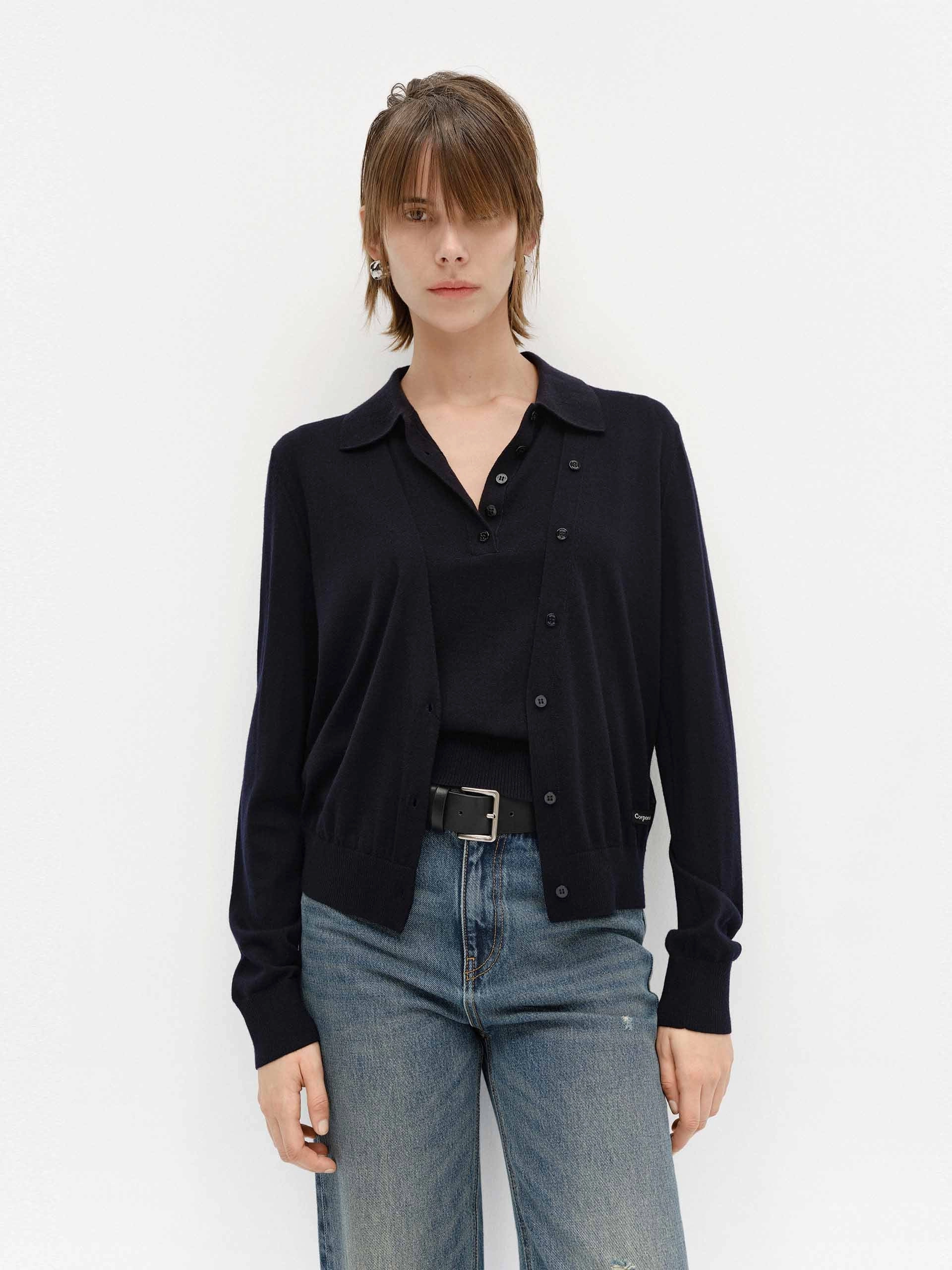 V-neck Soft Wool Cardigan FadeResistant