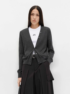 Slim Fit Shirt Non Chafing Edges V-neck Soft Wool Cardigan