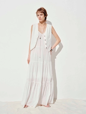 Spaghetti Straps Maxi Dress Neutral Tones