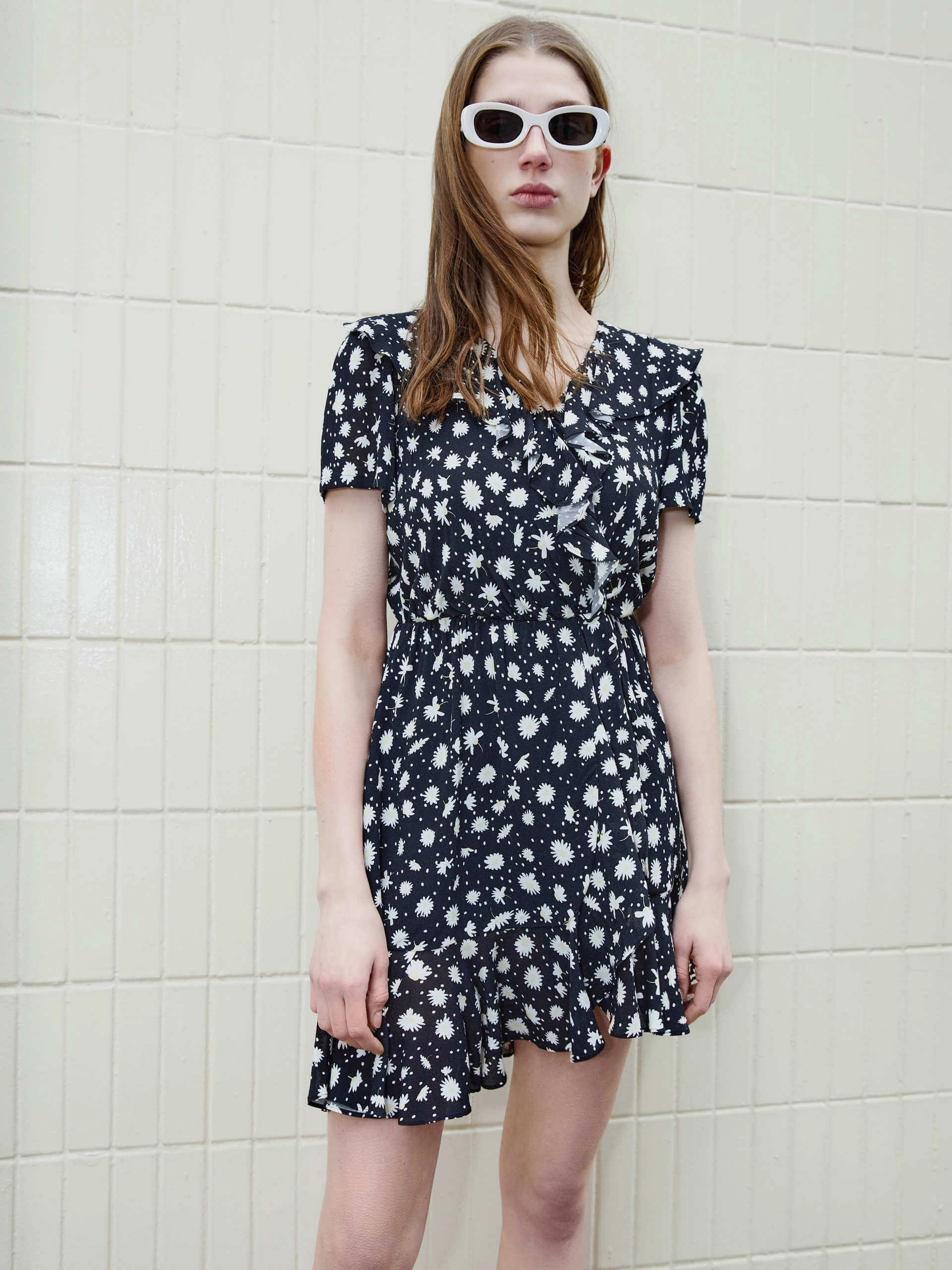 Fresh Combo Layered Comfort V Neckline Wrap Dress