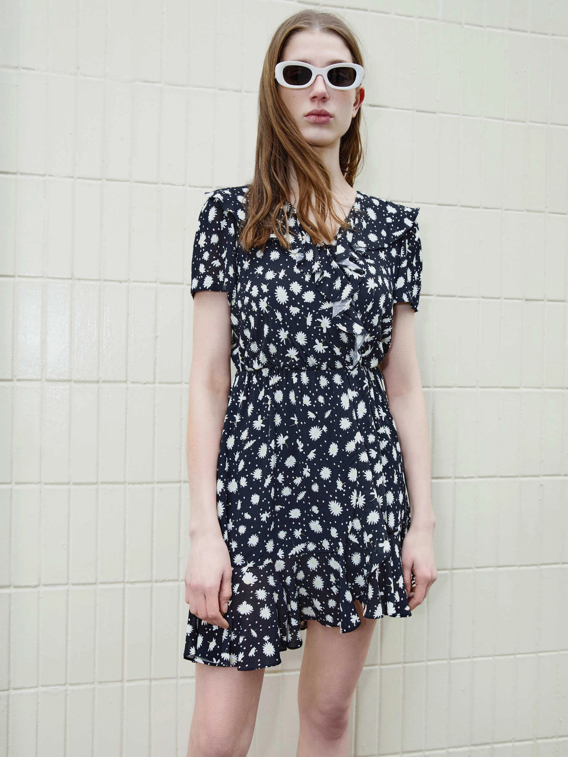 V Neckline Wrap Dress Soft Stretch