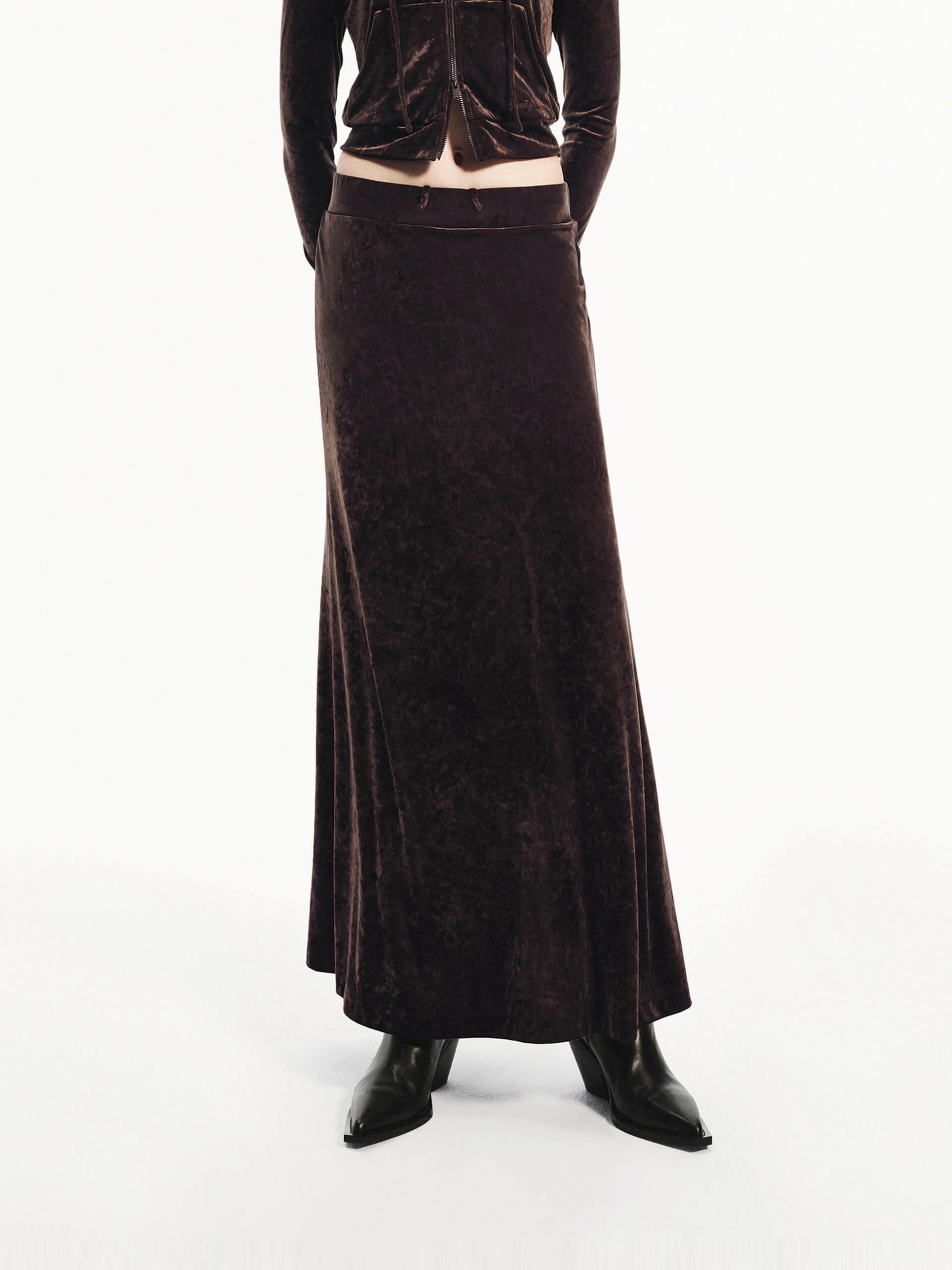 Velvet Drawstring Waist Skirt Functional Comfort Office Appropriate
