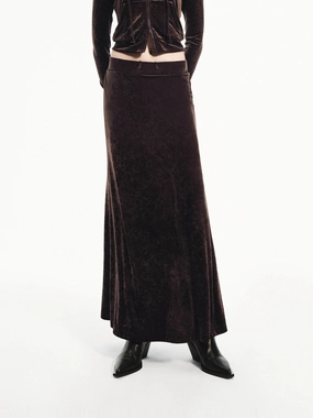 Breath Flex Velvet Drawstring Waist Skirt