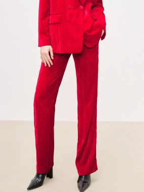 Velvet Finish Straight Trousers Chic Style
