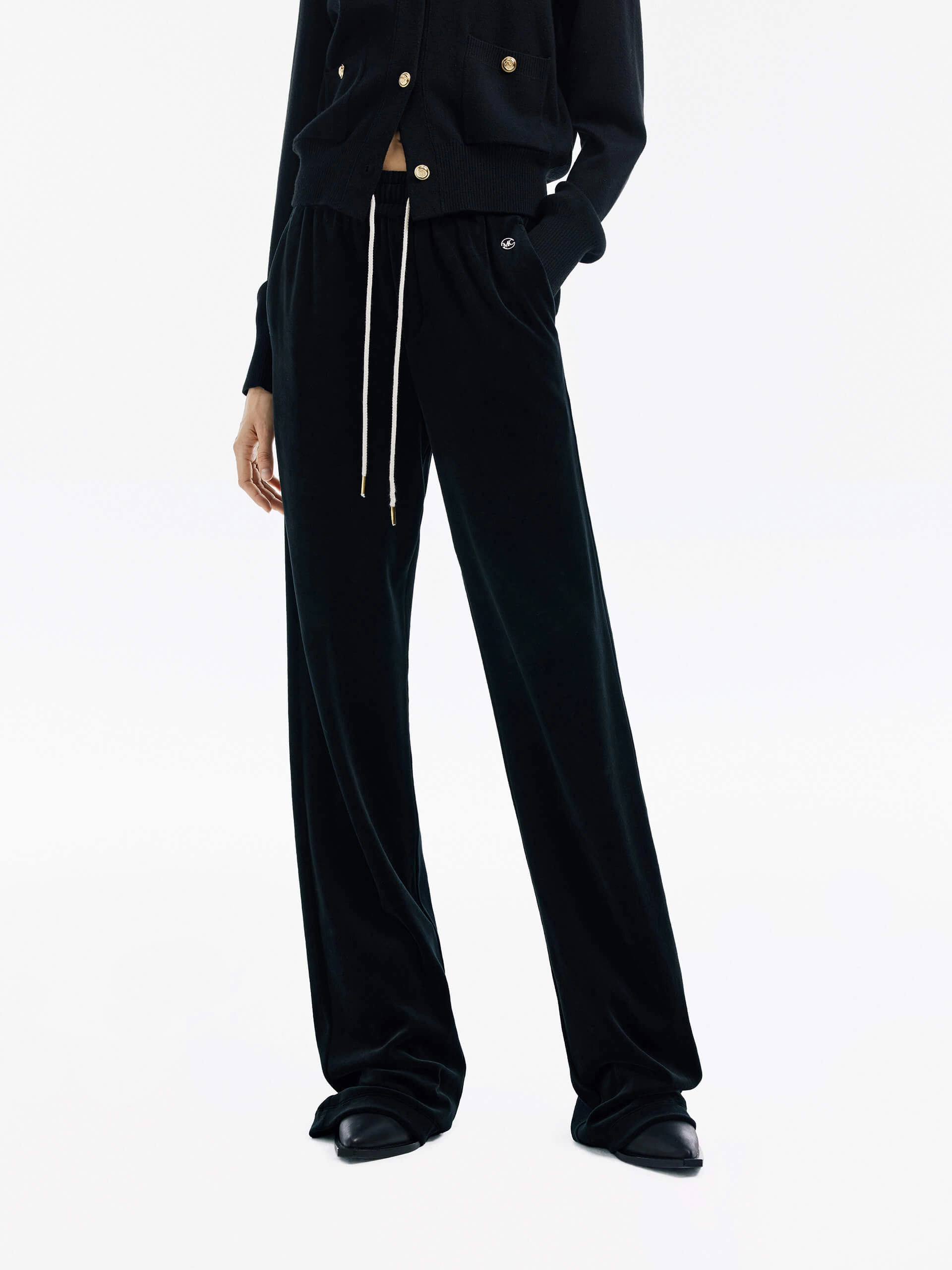 Lounge-friendly Breathable wear Velvet Texture Elasticated Pants