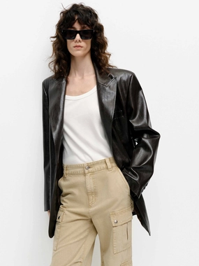 Structured Leather Blazer Short Length
