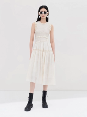 Chic and Stylish Knit Warm Ruched Sleeveless Midi Dress