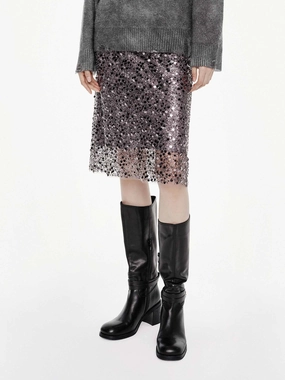 Fashion-Forward Solid Tulle Sequin Skirt