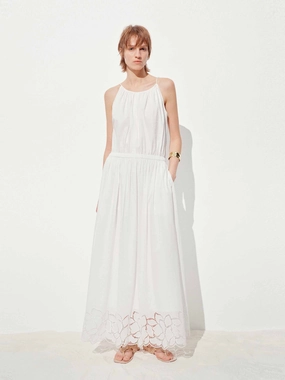 Comfy Cotton White Dress Calm Drape Edgy Twist