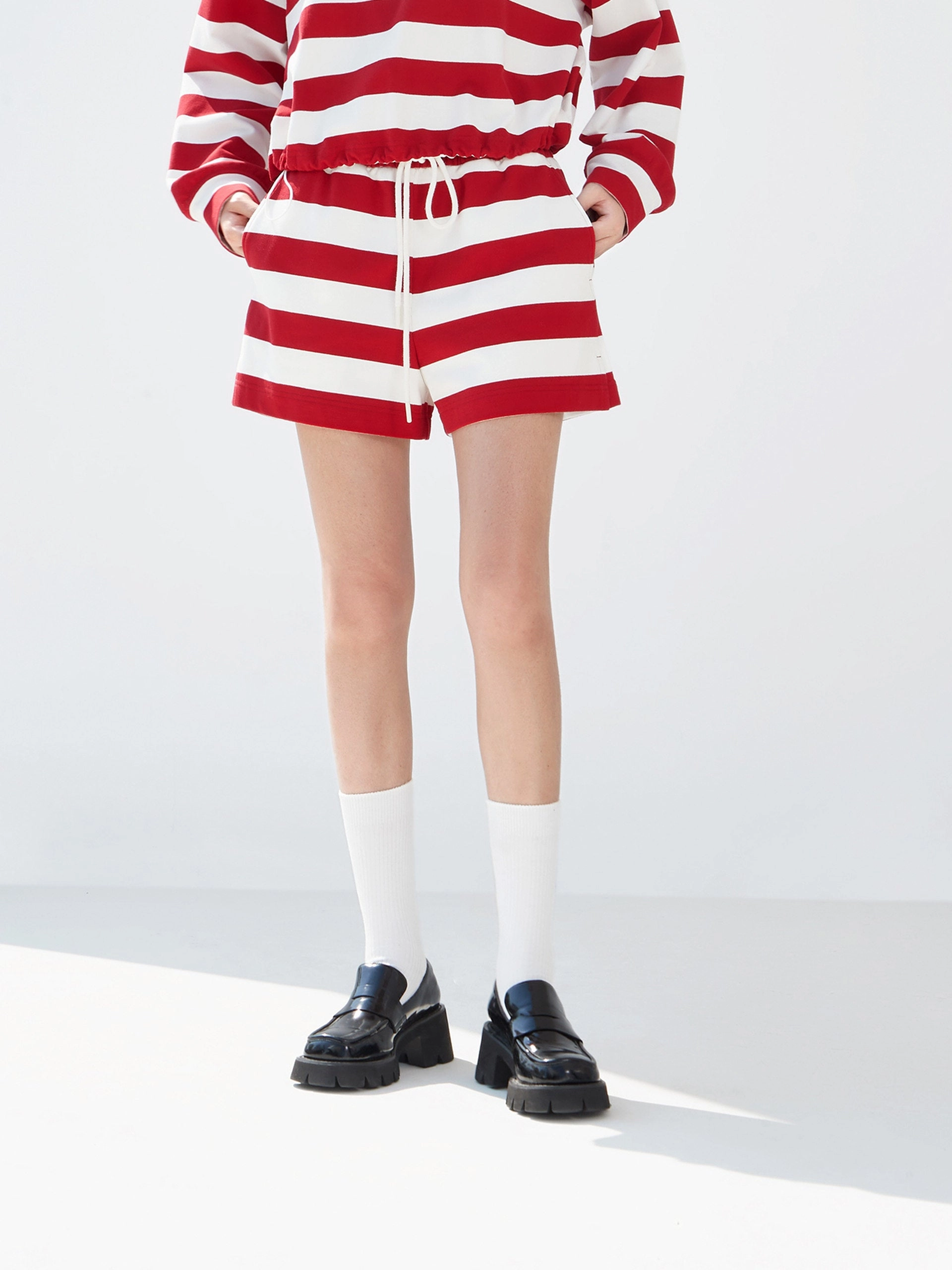 Drawstring Stripe Track Shorts Timeless Utility