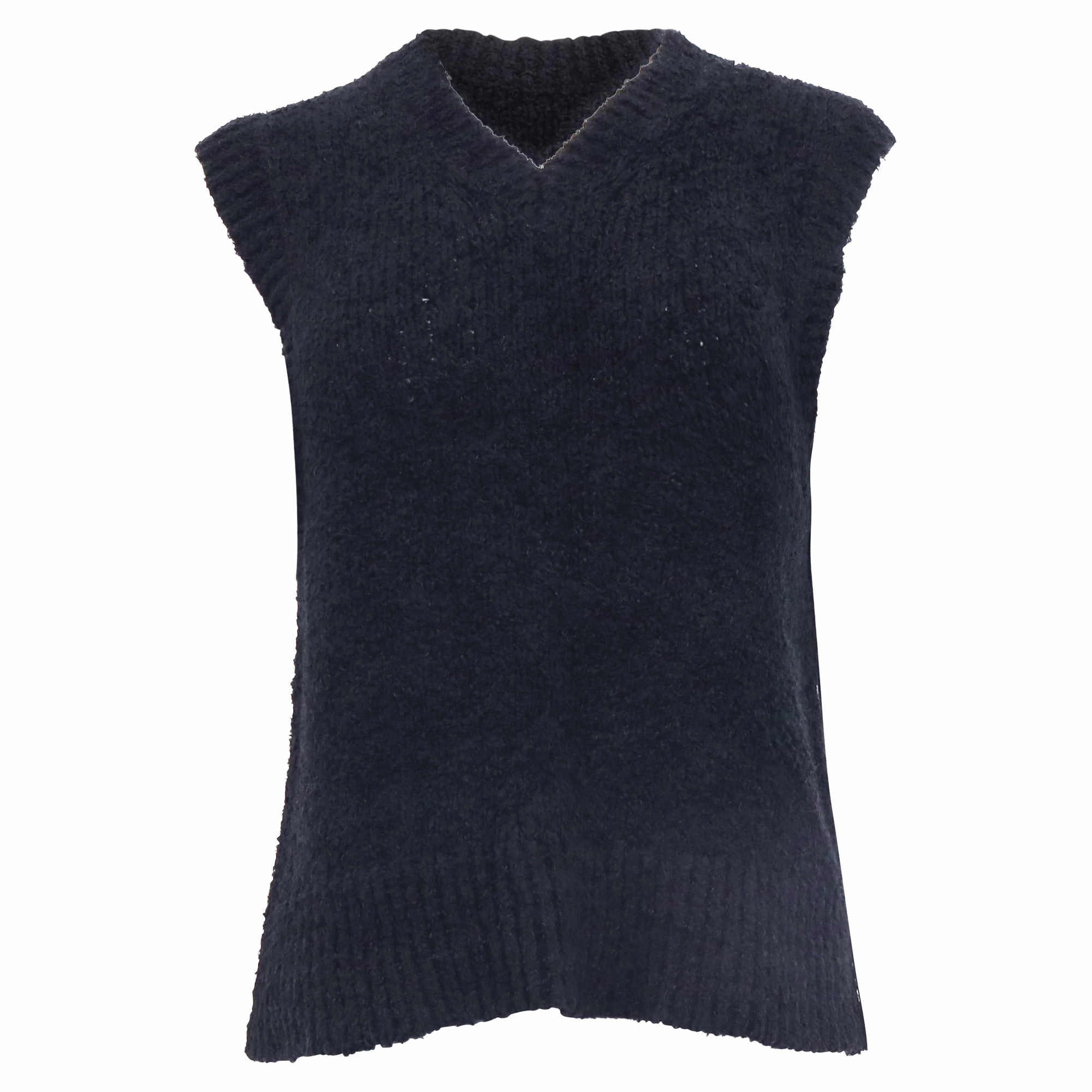 Theory V-Neck Sweater Vest in Black Cotton Versatile Piece